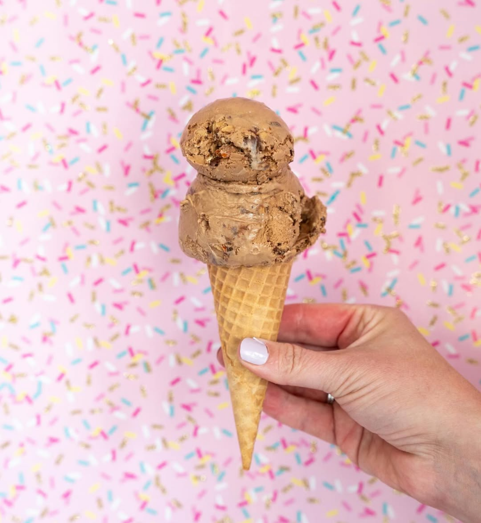 mocha fudge ice cream cone from kelly's ice cream in orlando florida