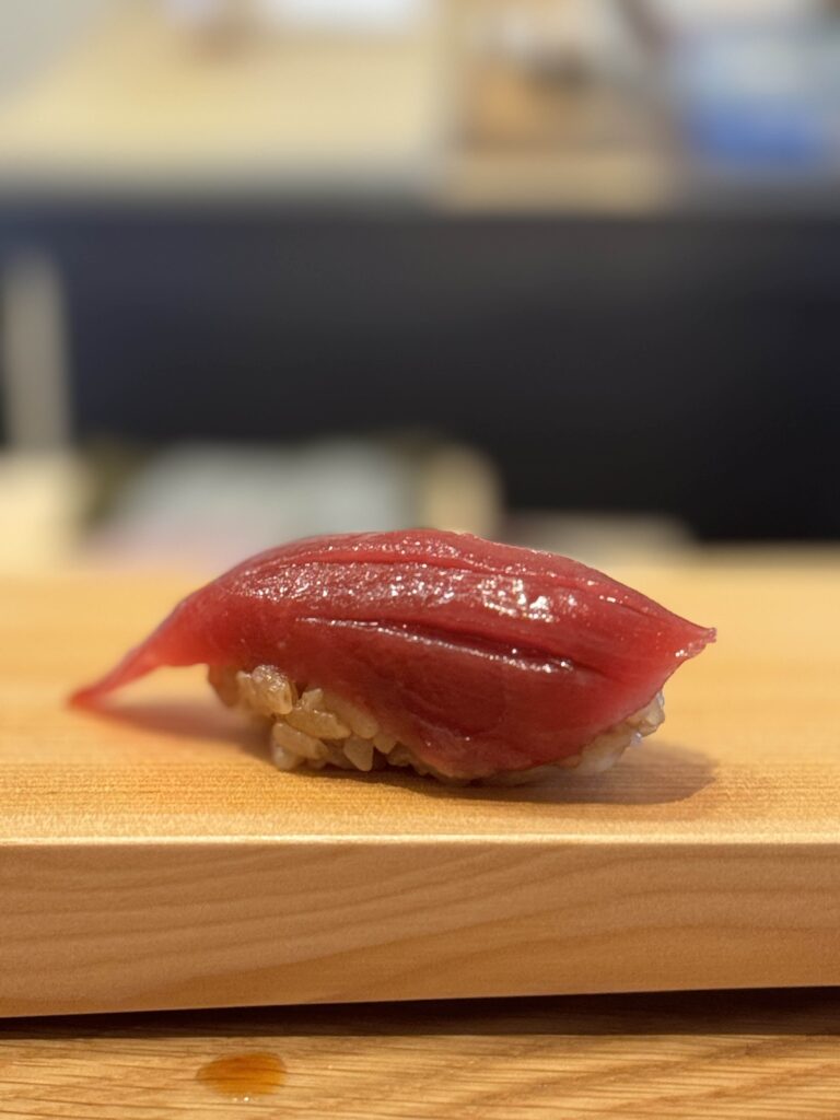 Picture of lean bluefin tuna nigiri from Okonomi inside Mills Market Orlando