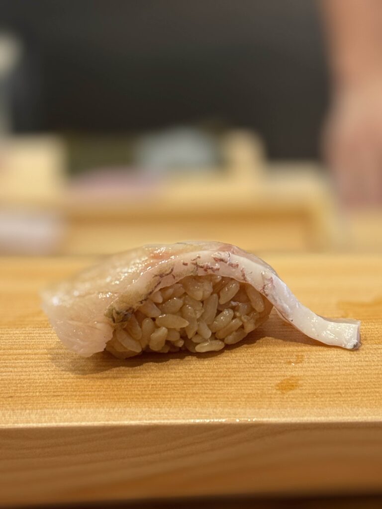 Picture of nodoguro nigiri from Okonomi inside Mills Market Orlando