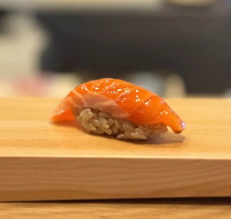 Picture of salmon nigiri from Okonomi inside Mills Market