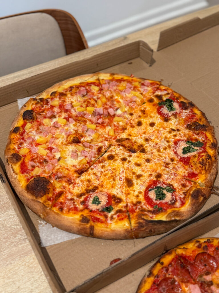 margherita and hawaiian pizza